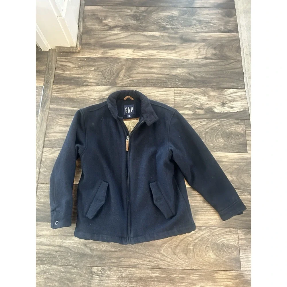 Gap Kids Youth Boys Blue Wool  Zip‎ Up Jacket with Pockets Size XL 12